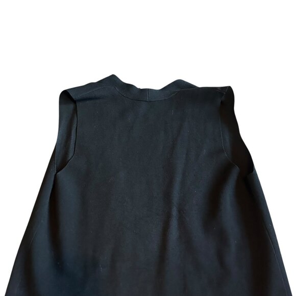 Kobi Halperin Black Open-Front Long-Length Vest Topper Fringe Pockets Size Small - Picture 9 of 13